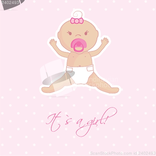 Image of Vintage baby girl arrival announcement card.