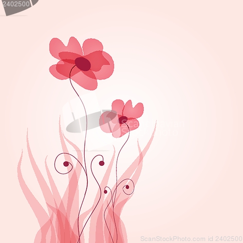 Image of Vintage card with hand drawn flowers