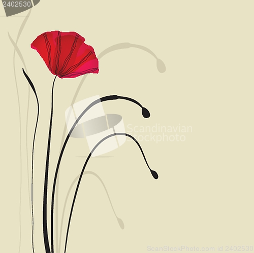 Image of Spring card with beauty poppies.