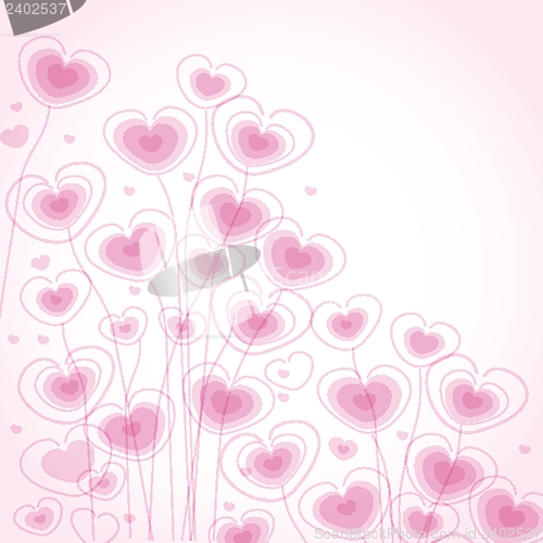 Image of Greetings card with floral hearts