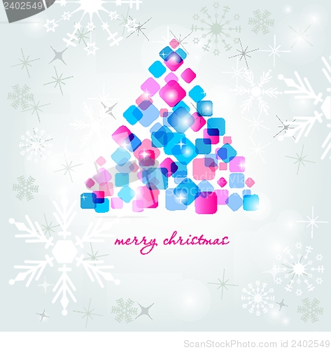 Image of Christmas background with Christmas tree, vector illustration.