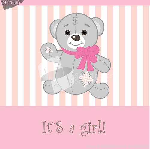 Image of Vintage baby girl arrival announcement card.
