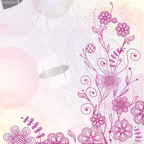 Image of Vintage floral card with handdrawn flowers