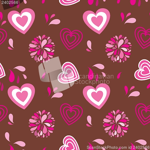 Image of Seamless pattern with hearts and flowers