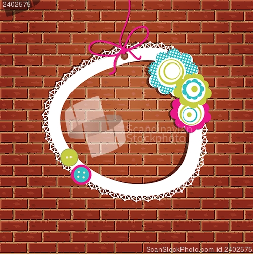 Image of Vintage frame on the brick wall background