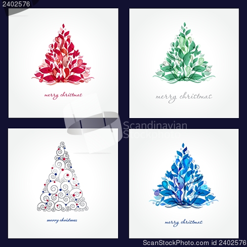 Image of Set Christmas background with Christmas tree, vector illustration.