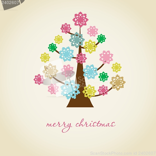 Image of Christmas background with Christmas tree, vector illustration.