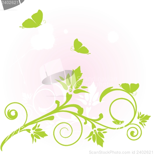 Image of Floral card with butterflies