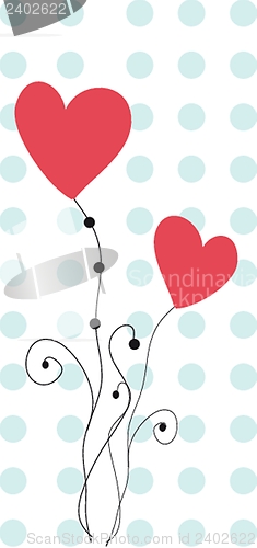 Image of Cute vector background with vintage hearts