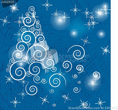 Image of Christmas background with Christmas tree, vector illustration.