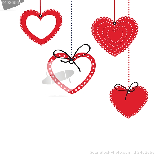 Image of Cute vector background with vintage hearts