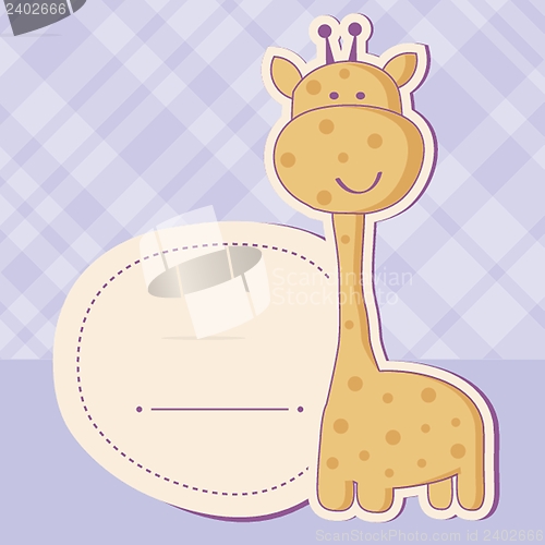 Image of Baby girl shower card with cute giraffe