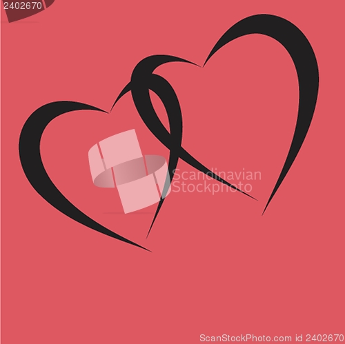 Image of Cute vector background with vintage hearts