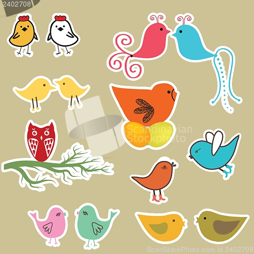 Image of Set of valentines cards with birds