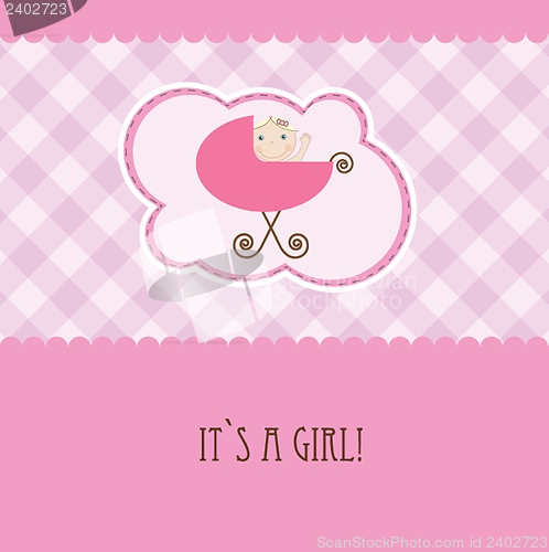 Image of Vintage baby girl arrival announcement card.
