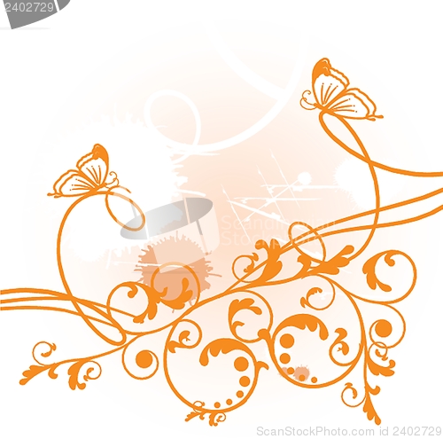 Image of Floral card with butterflies