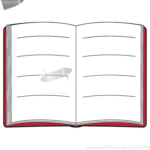 Image of open book with isolated on white. Vector illustration.