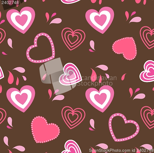 Image of Seamless pattern with hearts and flowers