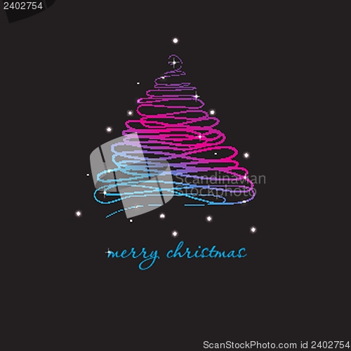 Image of Christmas background with Christmas tree, vector illustration.