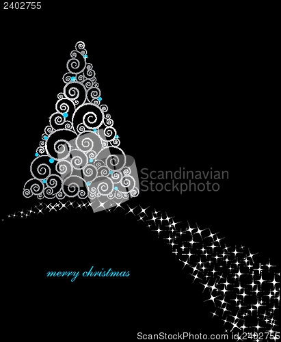 Image of Christmas background with Christmas tree, vector illustration.