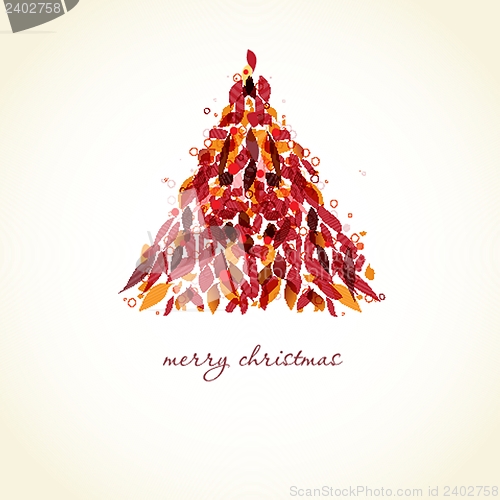 Image of Christmas background with Christmas tree, vector illustration.