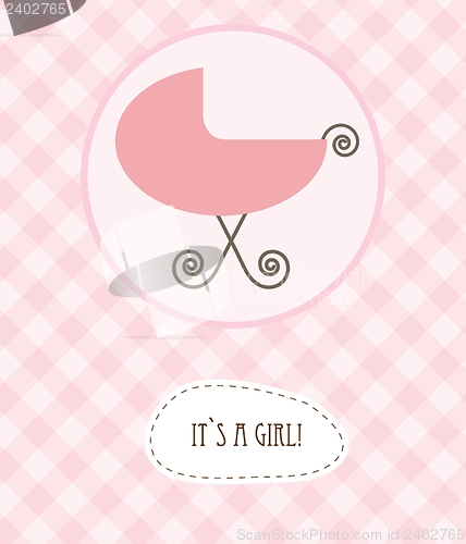 Image of Vintage baby girl arrival announcement card.