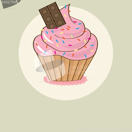 Image of Cute vector background with small cupcake