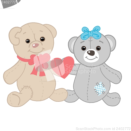 Image of Cute bears couple. Valentines card