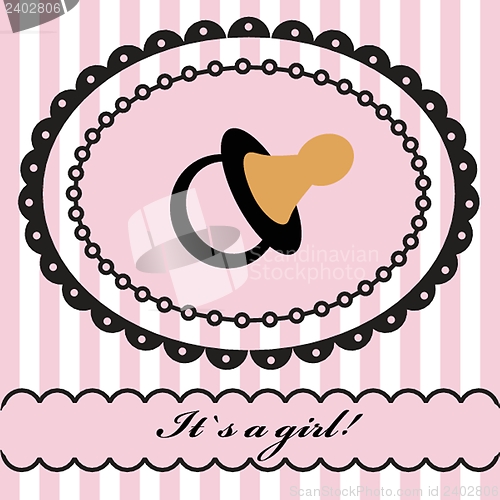 Image of Vintage baby girl arrival announcement card.