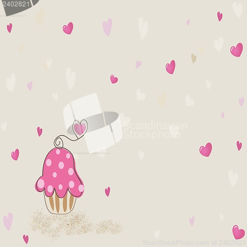 Image of Cute vector background with small cupcake