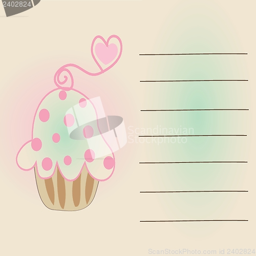 Image of Cute vector background with small cupcake