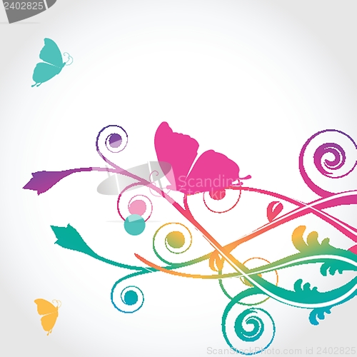 Image of Floral card with butterfly