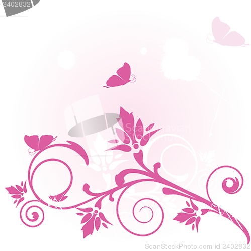 Image of Floral card with butterflies