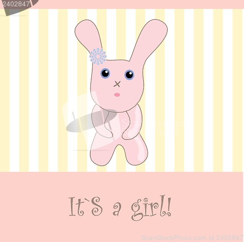 Image of Vintage baby girl arrival announcement card.