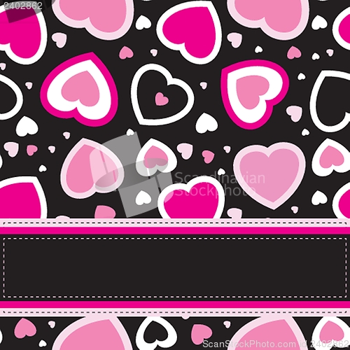 Image of Cute vector background with vintage hearts