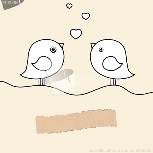 Image of Cute greetings card with birds on a swing
