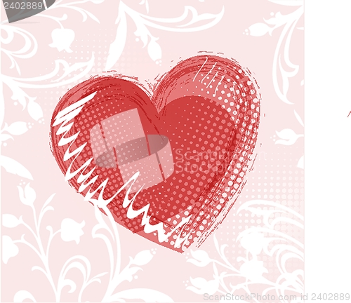 Image of Cute vector background with vintage hearts