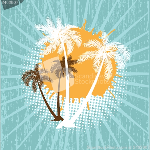 Image of Summer background with grunge beach palms