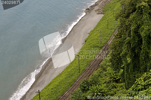 Image of railroad on the beach