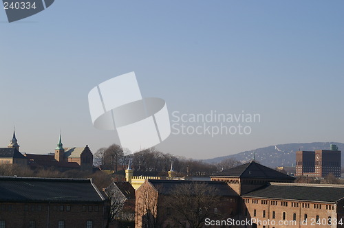 Image of Akershus fortress and the city hall in Oslo