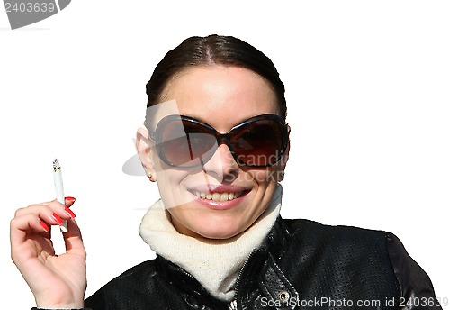 Image of Young woman smoking