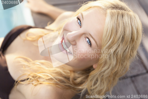 Image of blonde in the pool