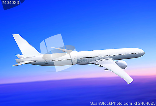 Image of plane in the blue sky