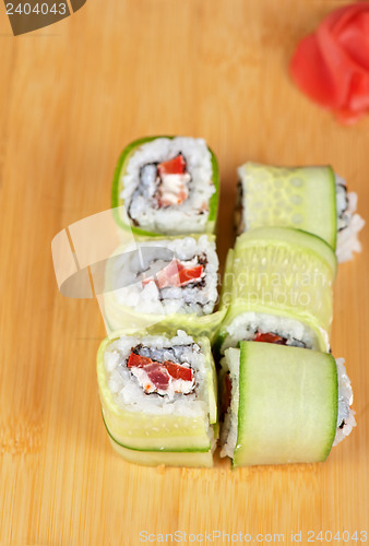 Image of cucumber sushi rolls
