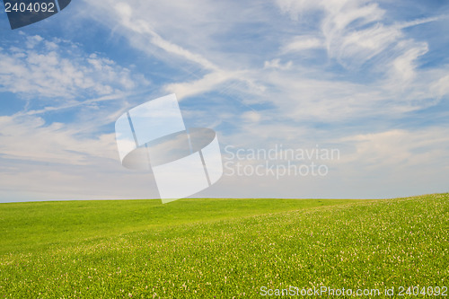 Image of green with blue sky and clouds
