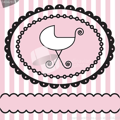 Image of Vintage baby girl arrival announcement card.