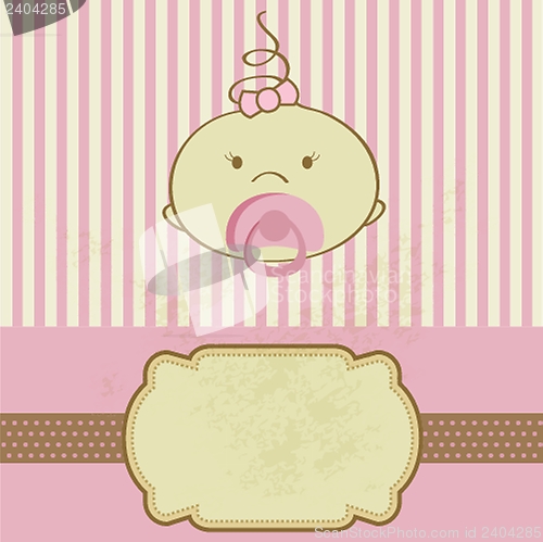 Image of Vintage baby girl arrival announcement card.