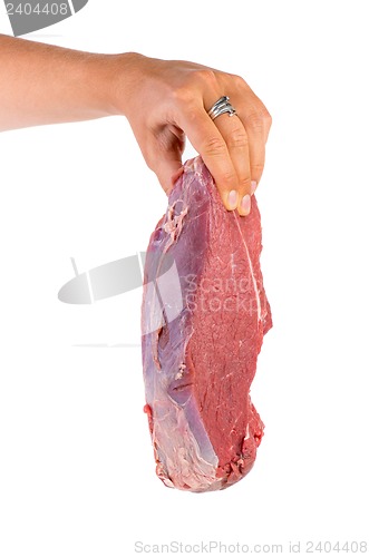 Image of Hand hold raw veal slab