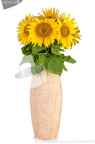 Image of Sunflowers in ceramic vase