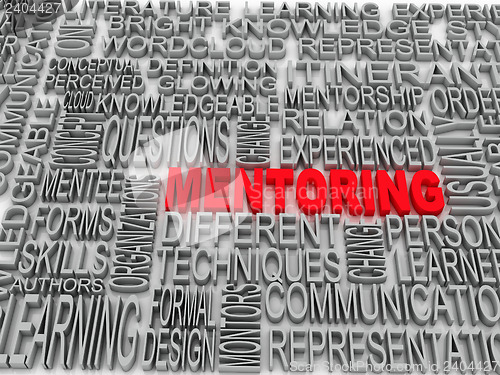 Image of Mentoring and teamwork concept in word tag cloud